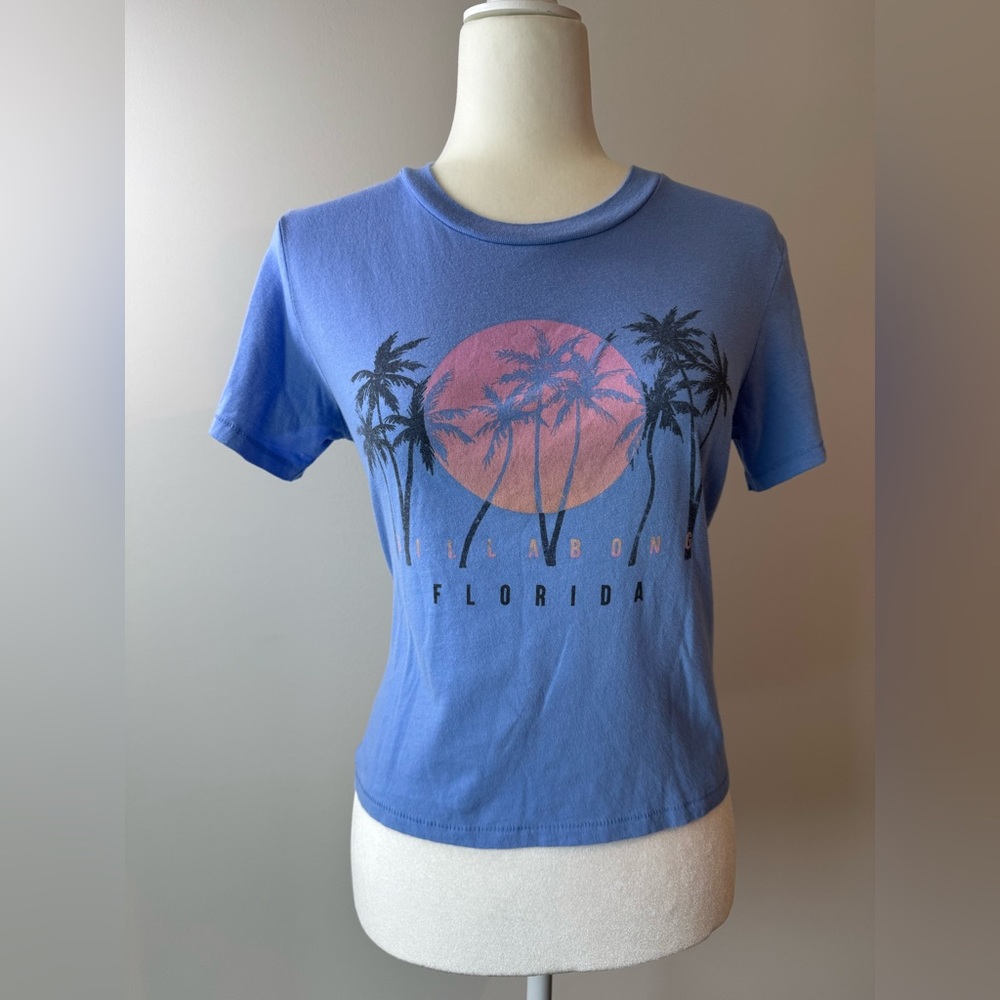 Women’s Billabong FL Sunset Palm Design Crop Top Blue Size M